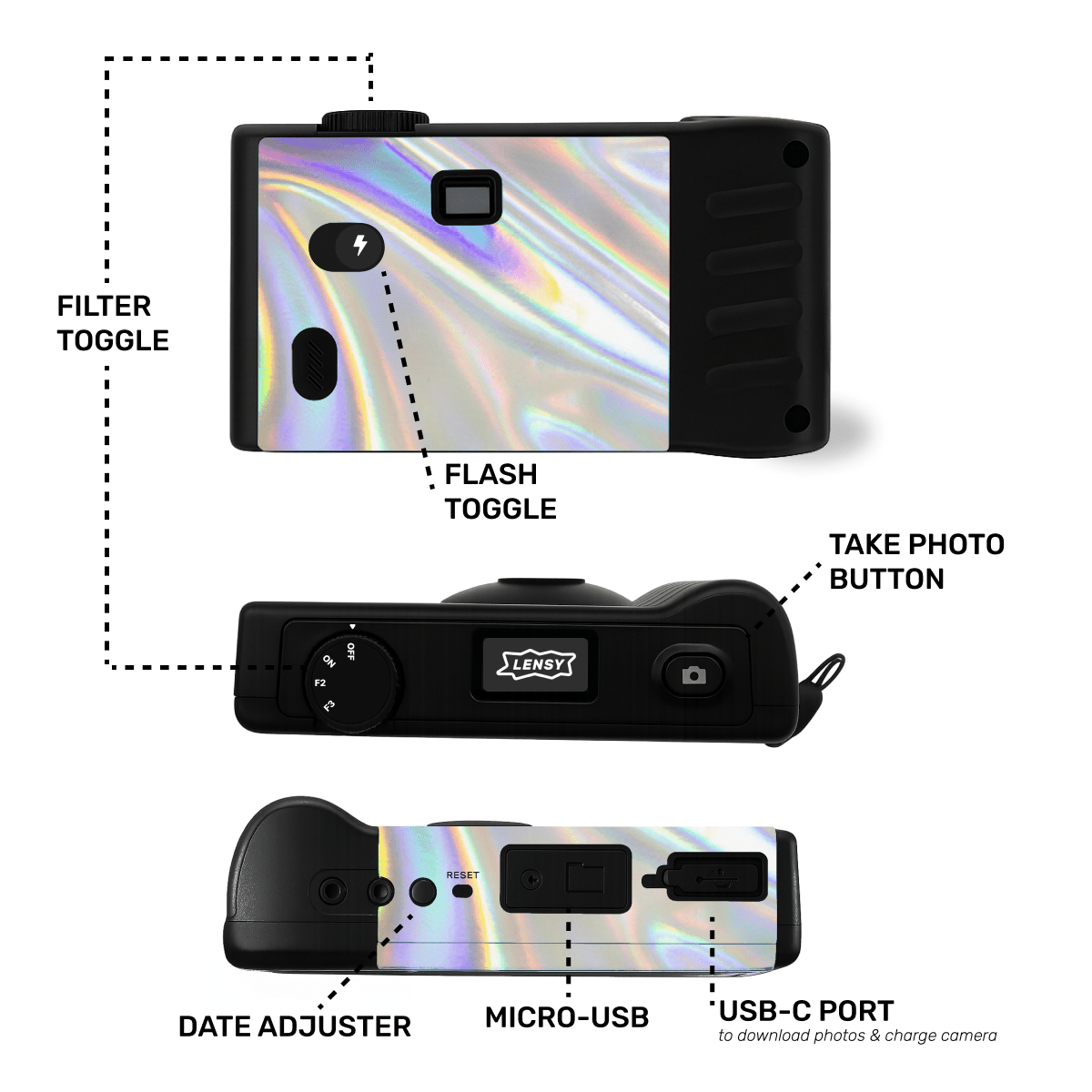 Screen Free Digital Camera - Lensy, , Lensy